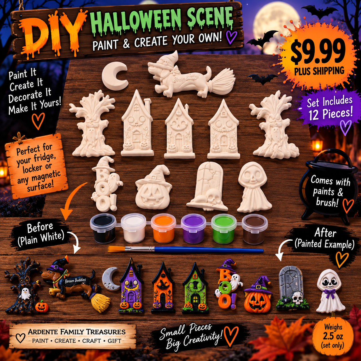 Cute Halloween village DIY paint kit