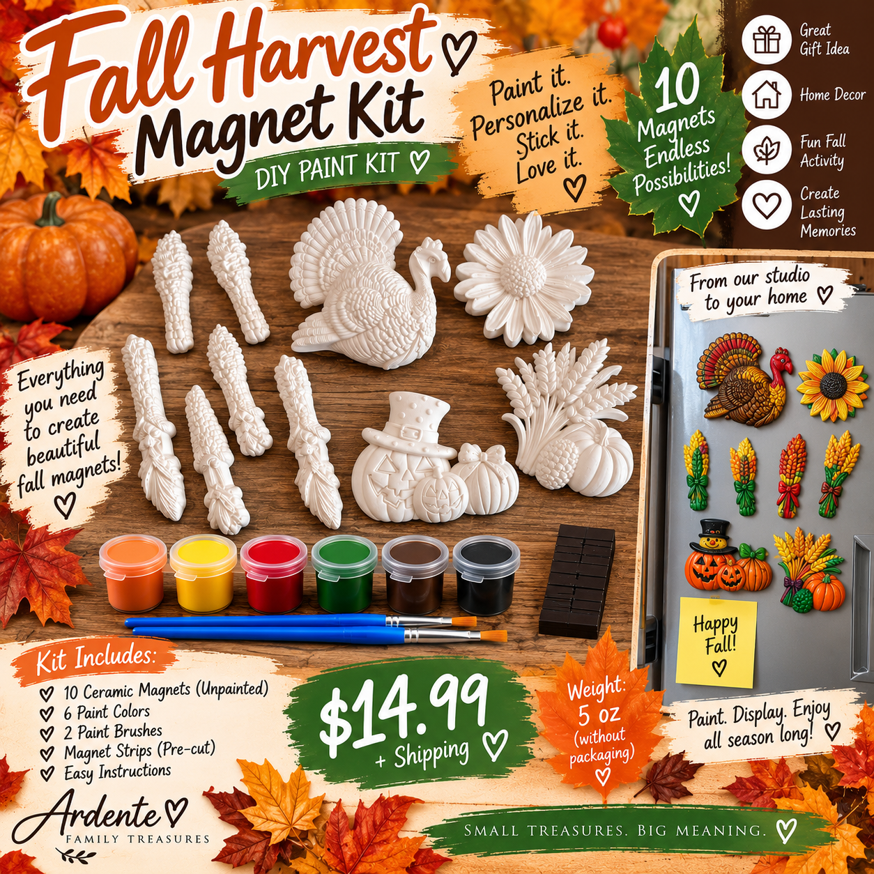 Fall harvest refrigerator magnet DIY set
