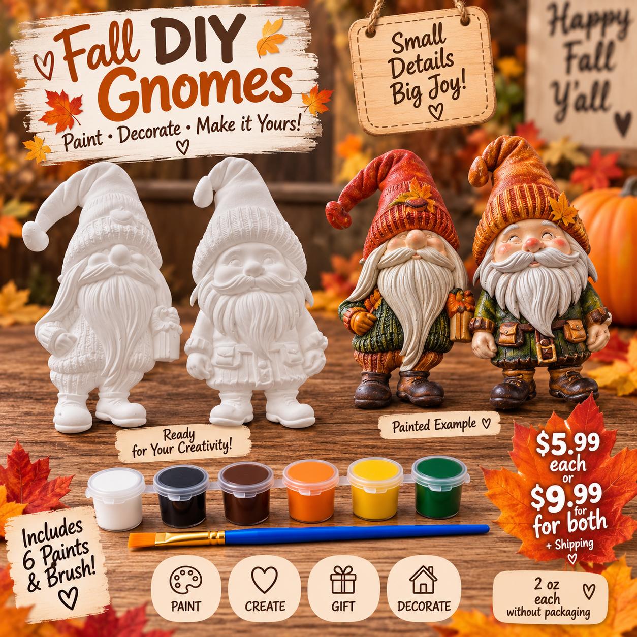 Pair of fall DIY gnomes