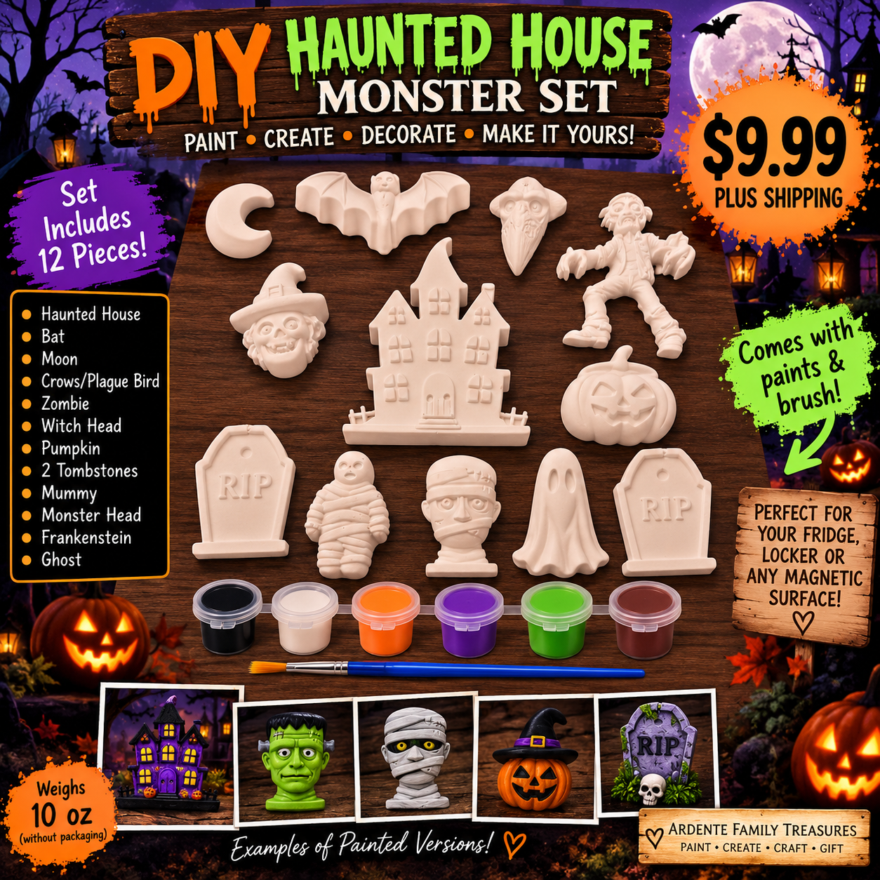 Halloween monster village DIY paint kit
