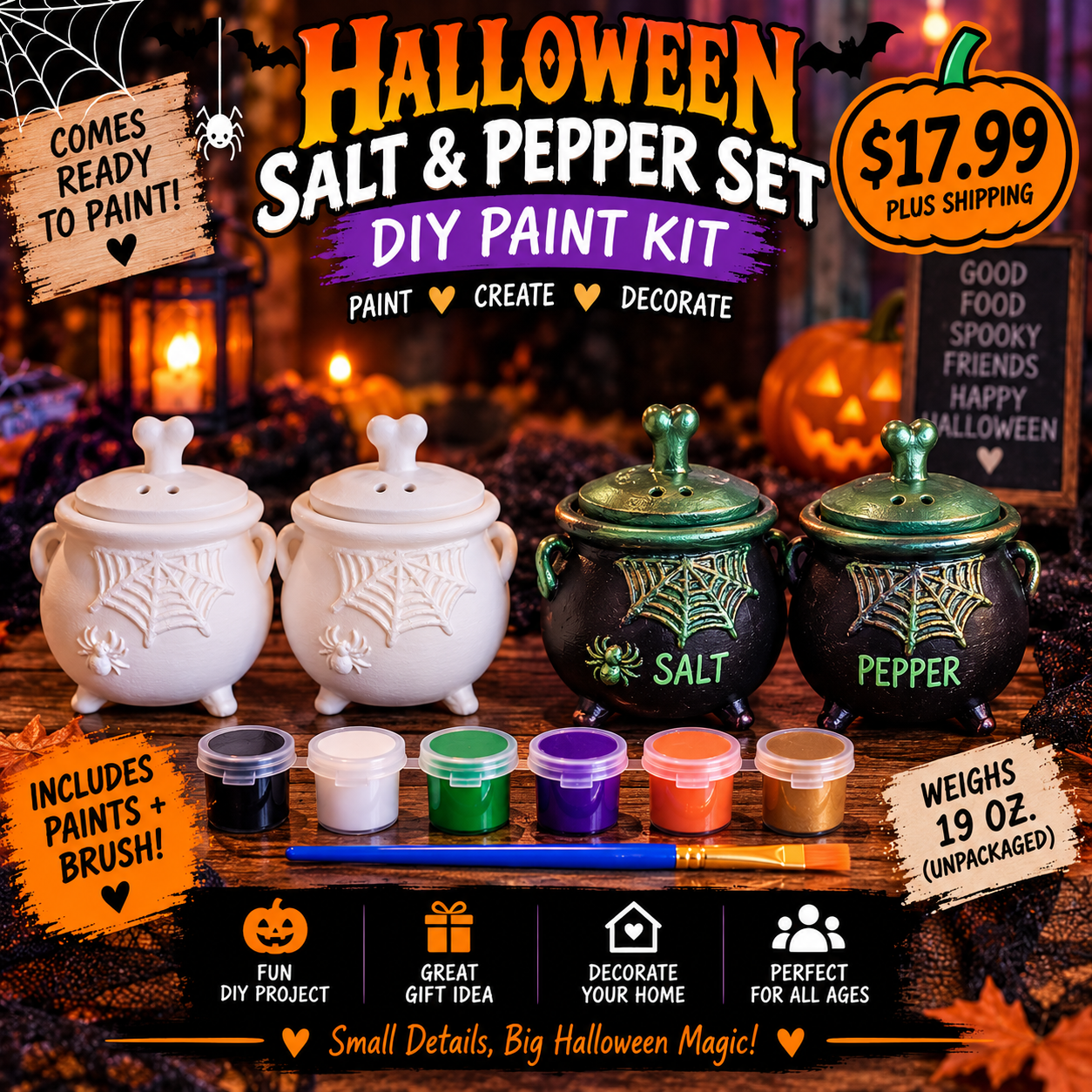 Halloween DIY salt and pepper paint kit