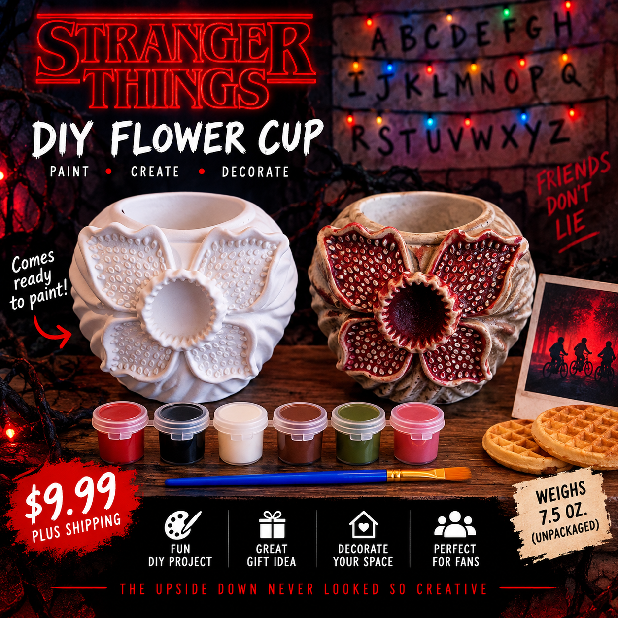 Stranger Things inspired DIY flower cup paint kit